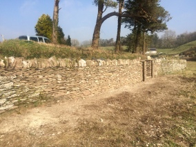 Slatey dry stone wall repair